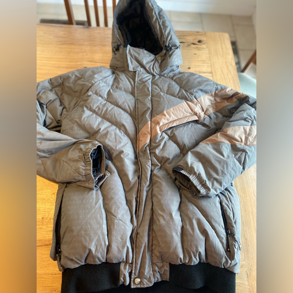 Triple Nickel Snowboard‎ Gray Tan Hooded Jacket Coat Men’s XL Preowned